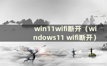 win11wifi断开（windows11 wifi断开）